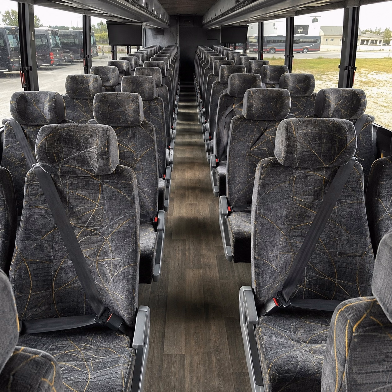 56 passenger charter bus inside
